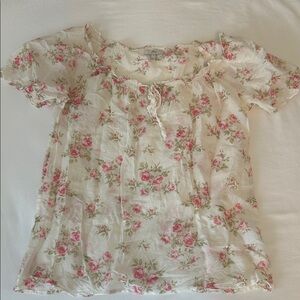 Joie White and Pink delicate Floral Blouse S